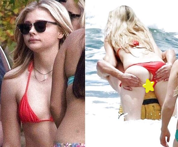 Oops! new pussy slip of Chloe Grace in bikini at public pool.