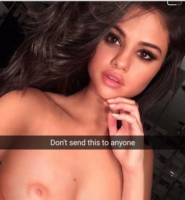 Private & topless nude snapchat  photo of sexy teen celeb Selena Gomez #nude