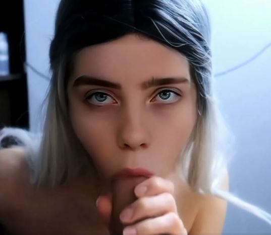Billie Eilish nude and on her knees giving head - BJ celeb sex tape picture photo picture